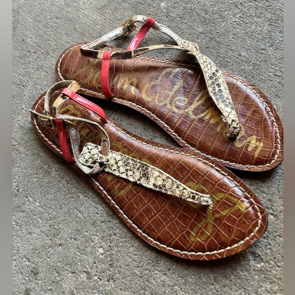 Sam Edelman GiGi Sandal Pink Animal Print Womens size 8 EUC - Picture 6 of 6